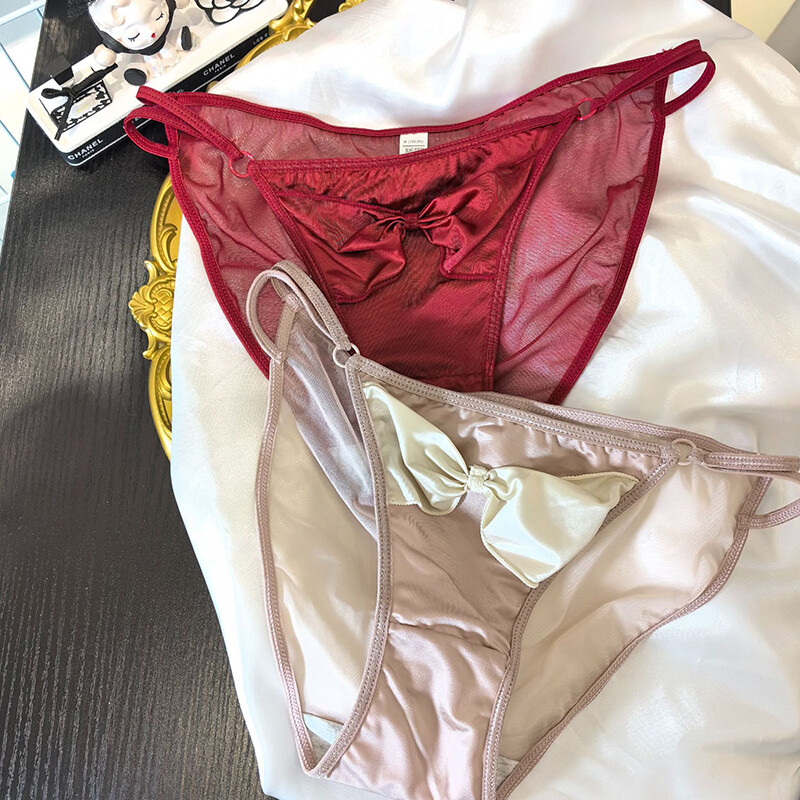 6pcs Lot Sexy Womens Satin Panties Lingeries Cute Bow Bikinis Ladies Underwear