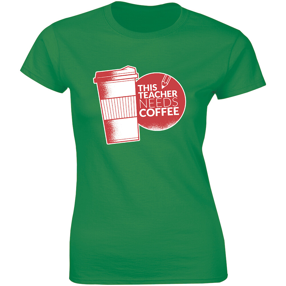 This Teacher Needs Coffee Cup Teaching and Pencil School Gift Tee Womens T-shirt