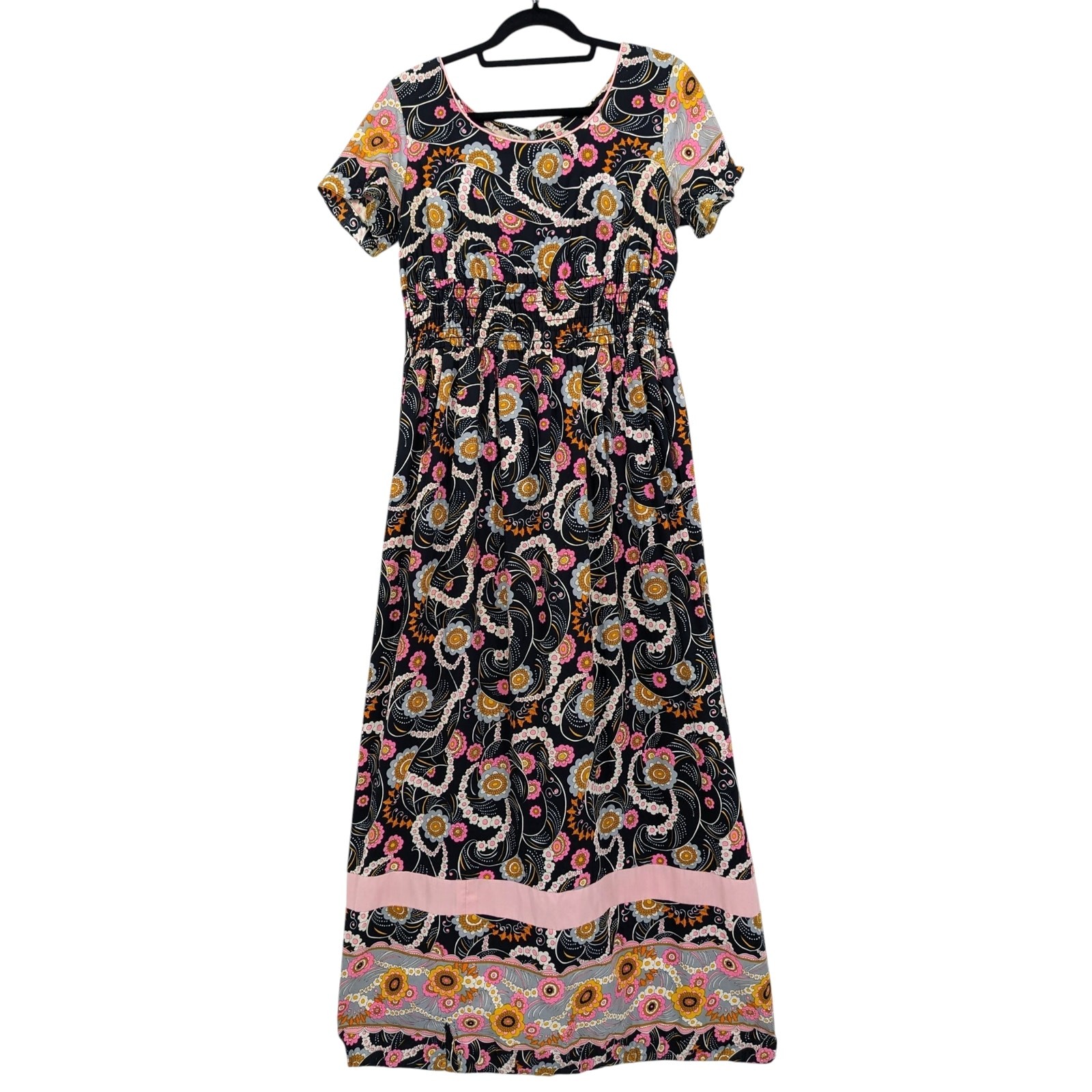 SALE! DIAMOND TEA GOWN Loungewear Maxi Dress Vintage 1970’s Psychedelic Floral