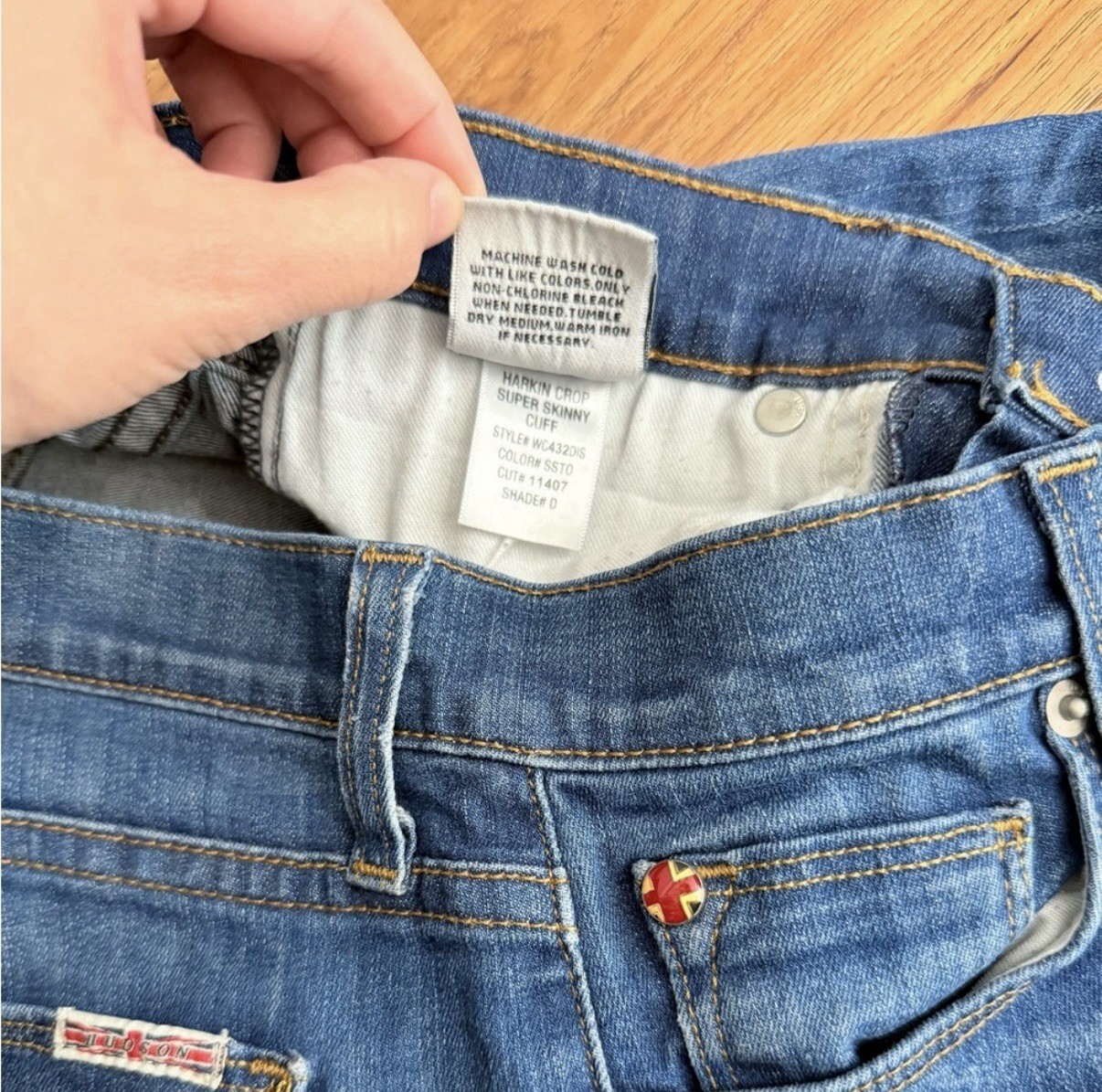 Hudson Harkin Cropped Skinny Jeans Medium Wash Blue Denim Cotton Size 23