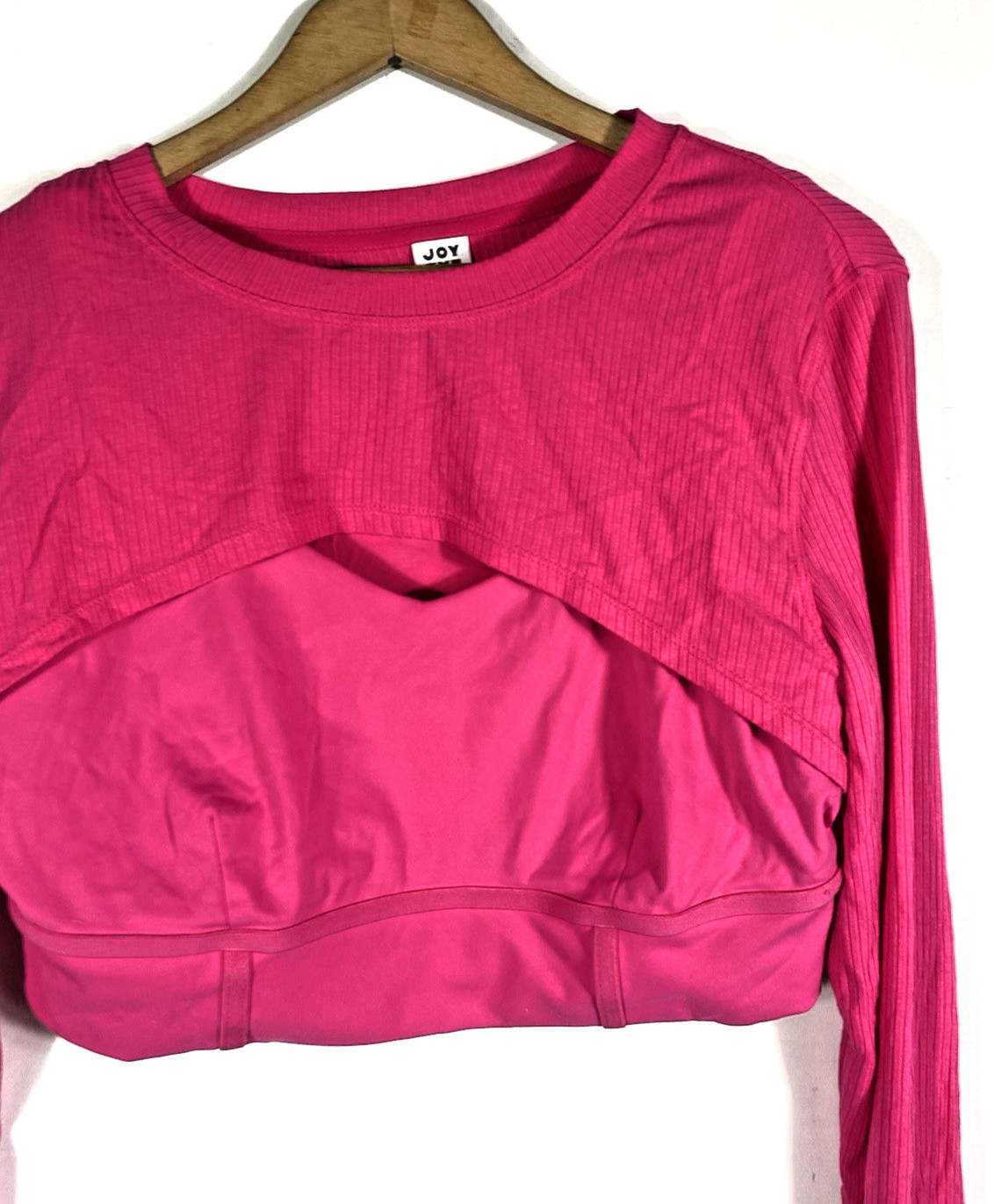 Joy Lab Activewear Set Size L XL Pink Crop Bolero Sports Bra Leggings Flare NEW