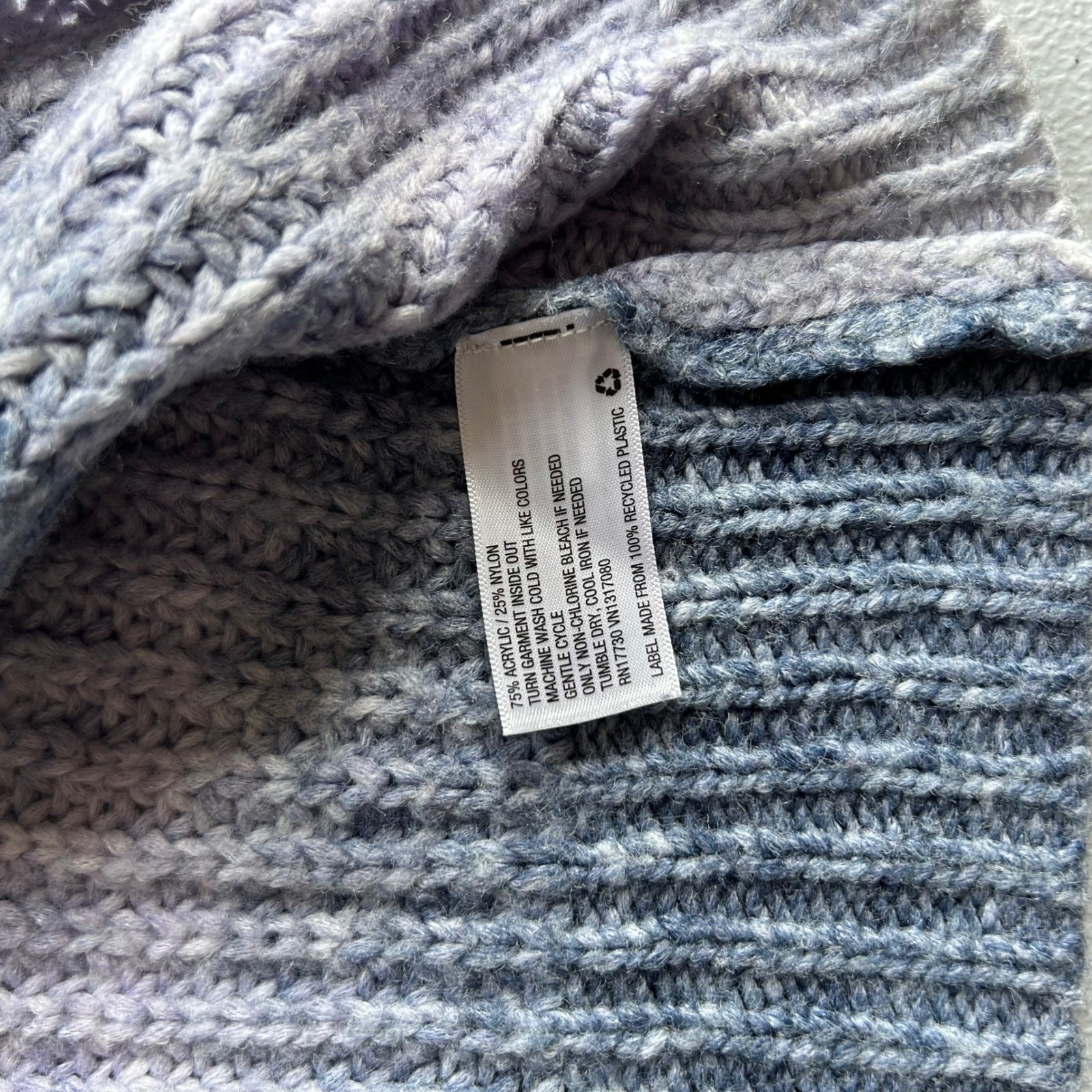 A New Day Ombre Chunky Ribbed Knit Crewneck Sweater Grey Lavender XL