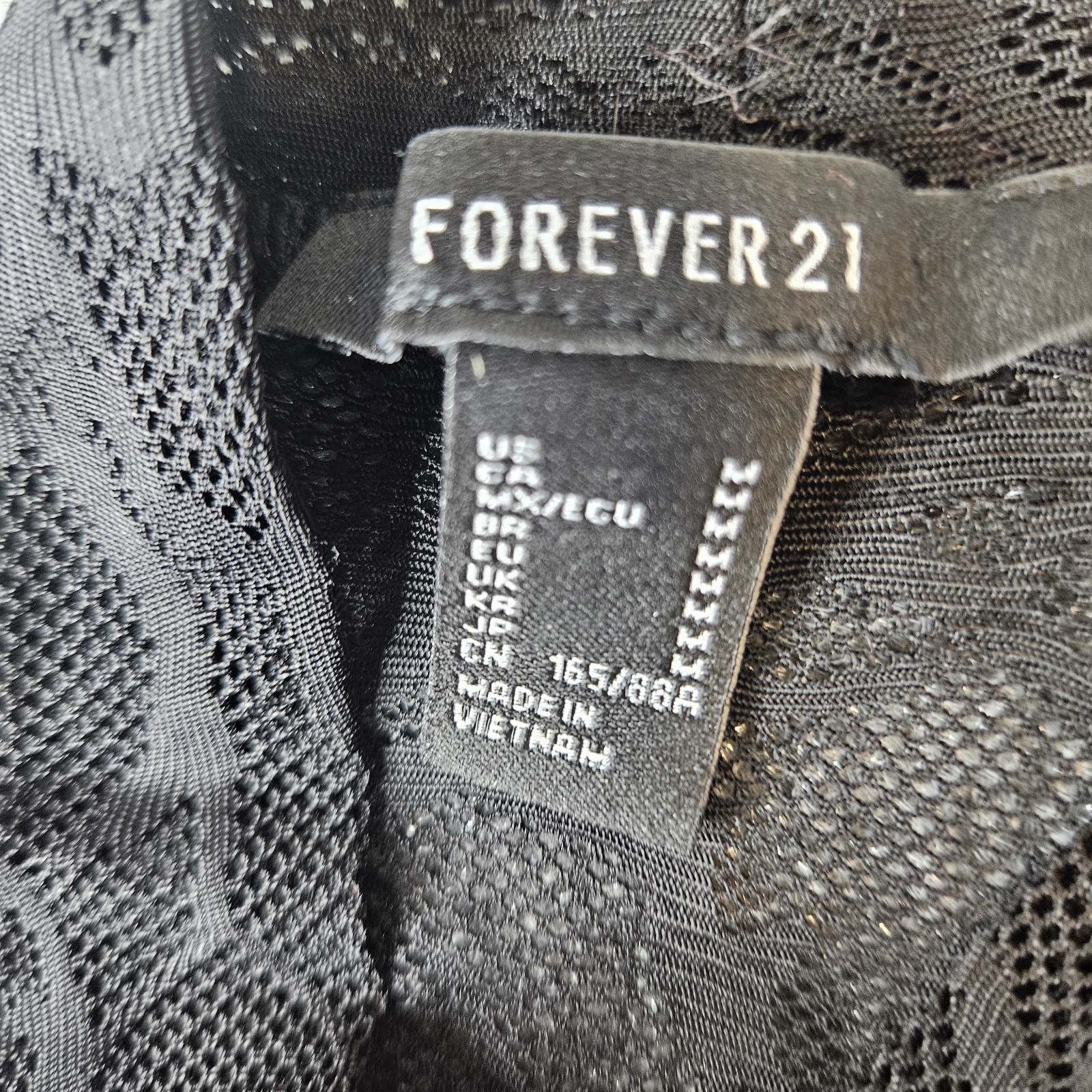 Forever 21 Lace Mesh Longsleeve Top Stretch Sheer Size Medium Black Y2k Style