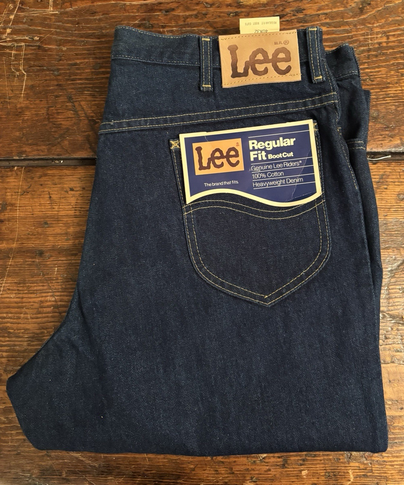 Vintage Lee Jeans Mens 40 x32 Dark Wash Regular Fit Straight Deadstock USA 70s