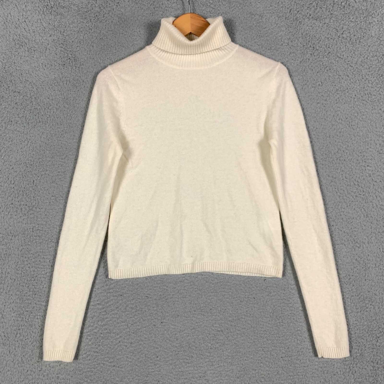 Silk Maison 100% Cashmere Turtleneck Sweater Women’s Small S Cream Knit Pullover