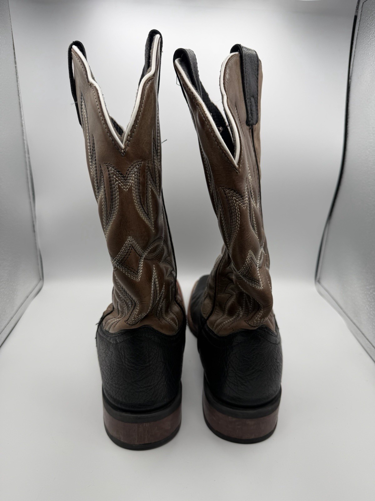 Laredo 7910 Men’s 10.5D Black Brown Leather Western Cowboy Boots Soft Toe