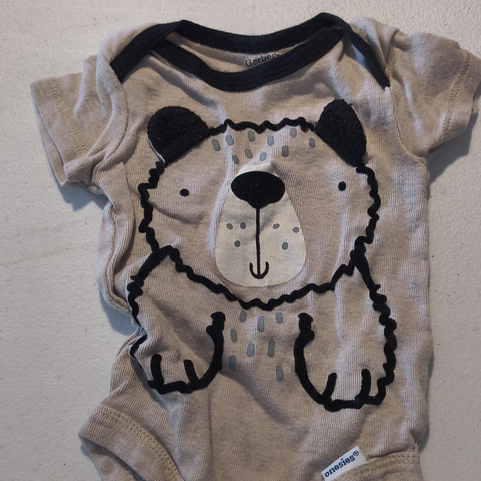 Gerber 0-3M Cotton Knit Bear Animal Print Onesie Bodysuit Short Sleeve Snap