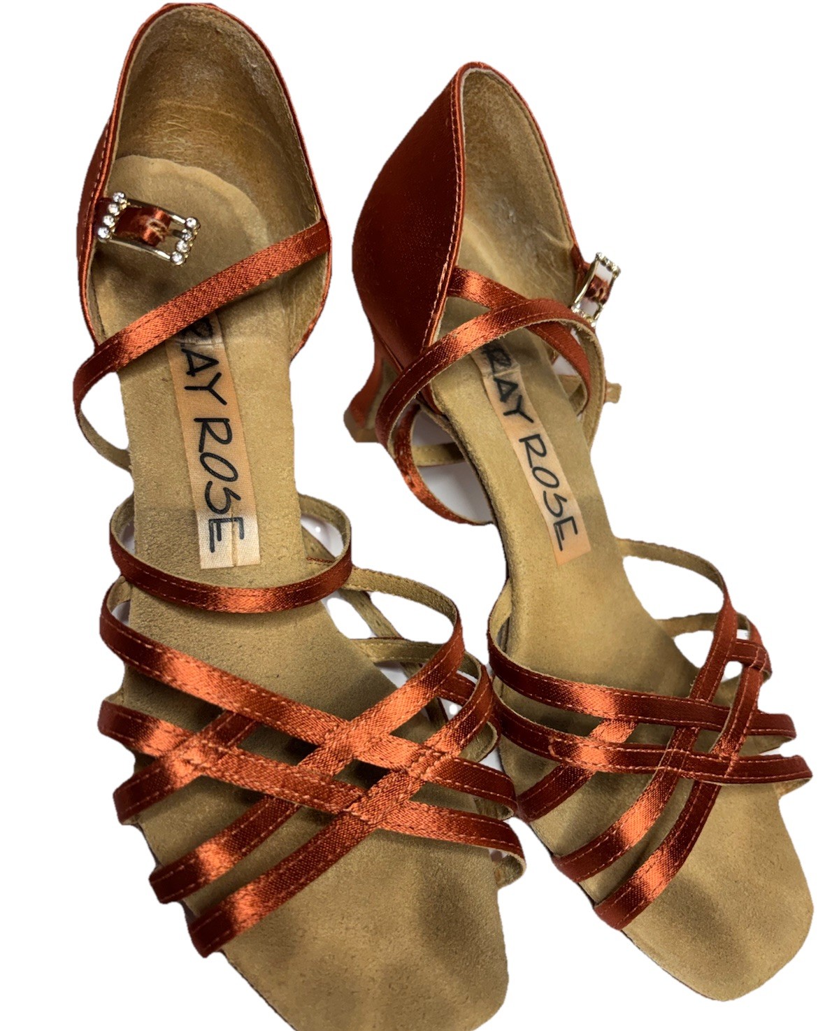 Ray Rose Kalahari Latin Dance Shoes UK 4.5 US 6.5 Dark Tan Satin 6cm Heel used