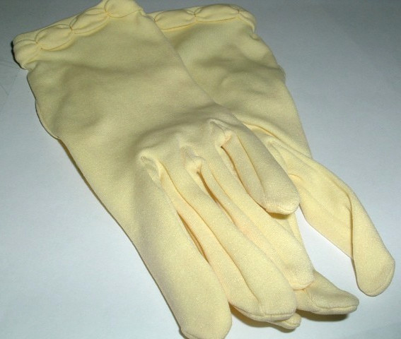 Vintage Retro Ladies Lemon Yellow Nylon Short Gloves Fits All
