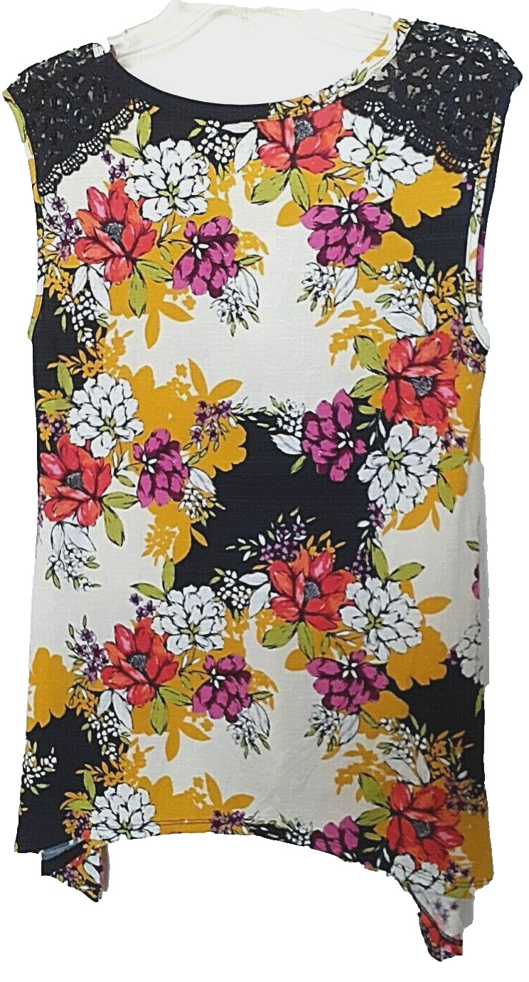 Cupio 95% viscose, 5% spandex multi floral embellished top Size M