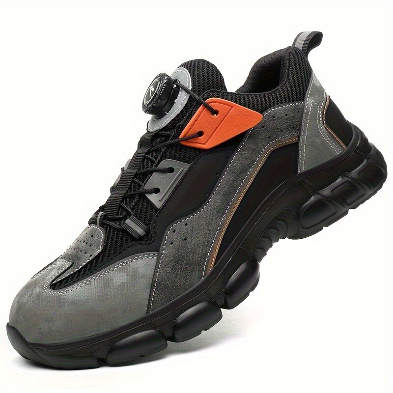Men Work Rotating Buckle Safety Shoes Steel Toe Cap Boots Breathable Lightweight