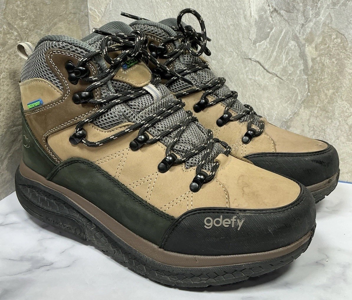 GDEFY Gravity Defyer Men’s Size 8.5 Wide Waterproof Hiking Boots TB9031MBR-W