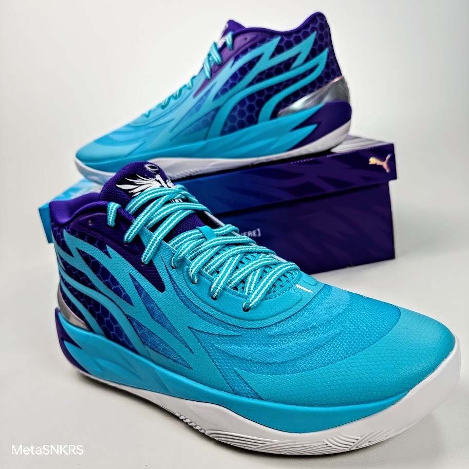 Puma MB.02 US 14 Men’s Purple Blue White Basketball LaMelo Ball 379779 01 New