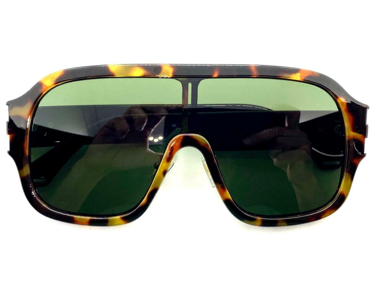 Mens Women Oversized Retro Modern Style SUNGLASSES Big Tortoise Frame Green Lens