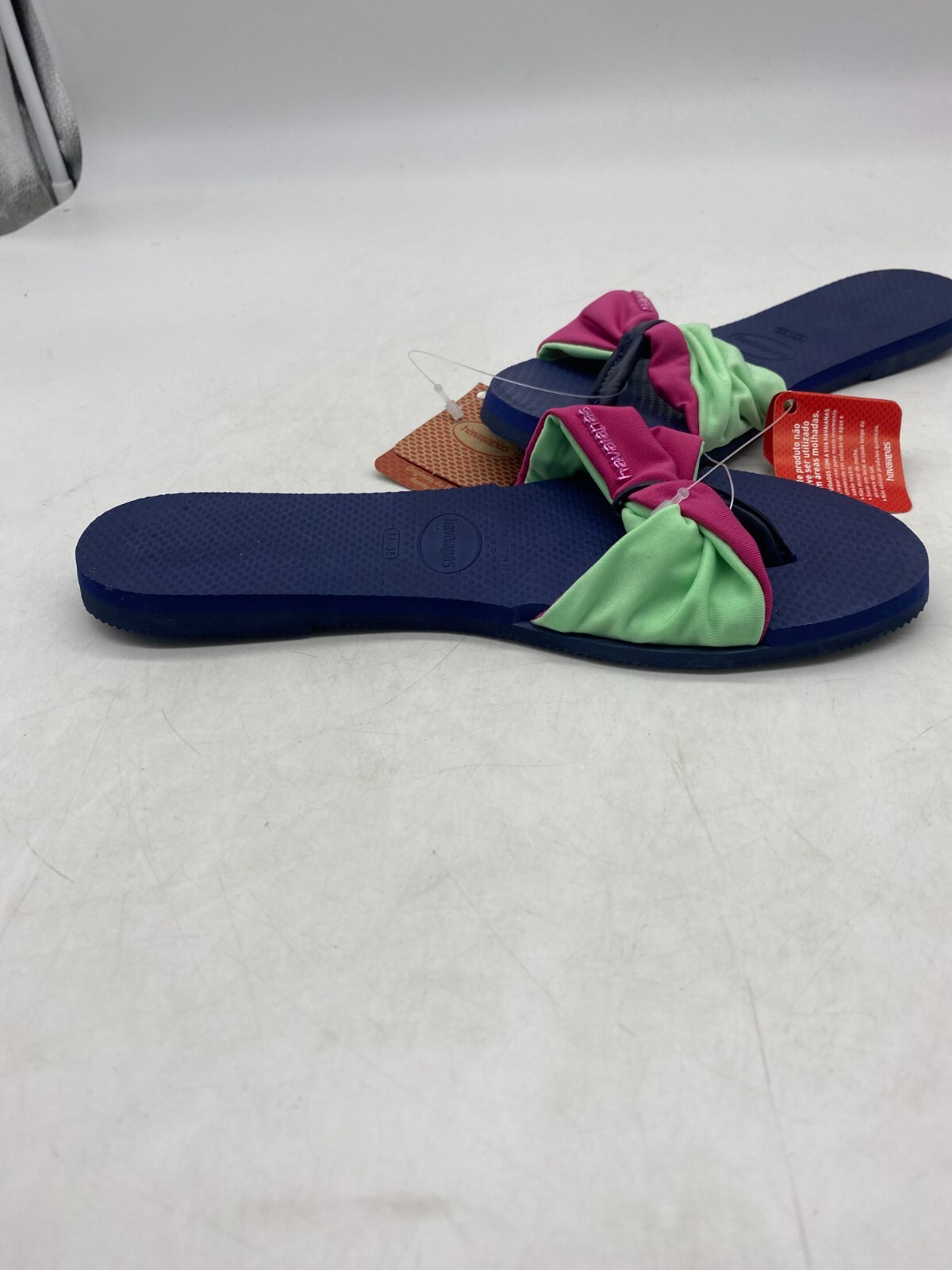 Havaianas You St. Tropez Blue Pink Green Slide Thong Sandals Women’s Sz 7/8 US