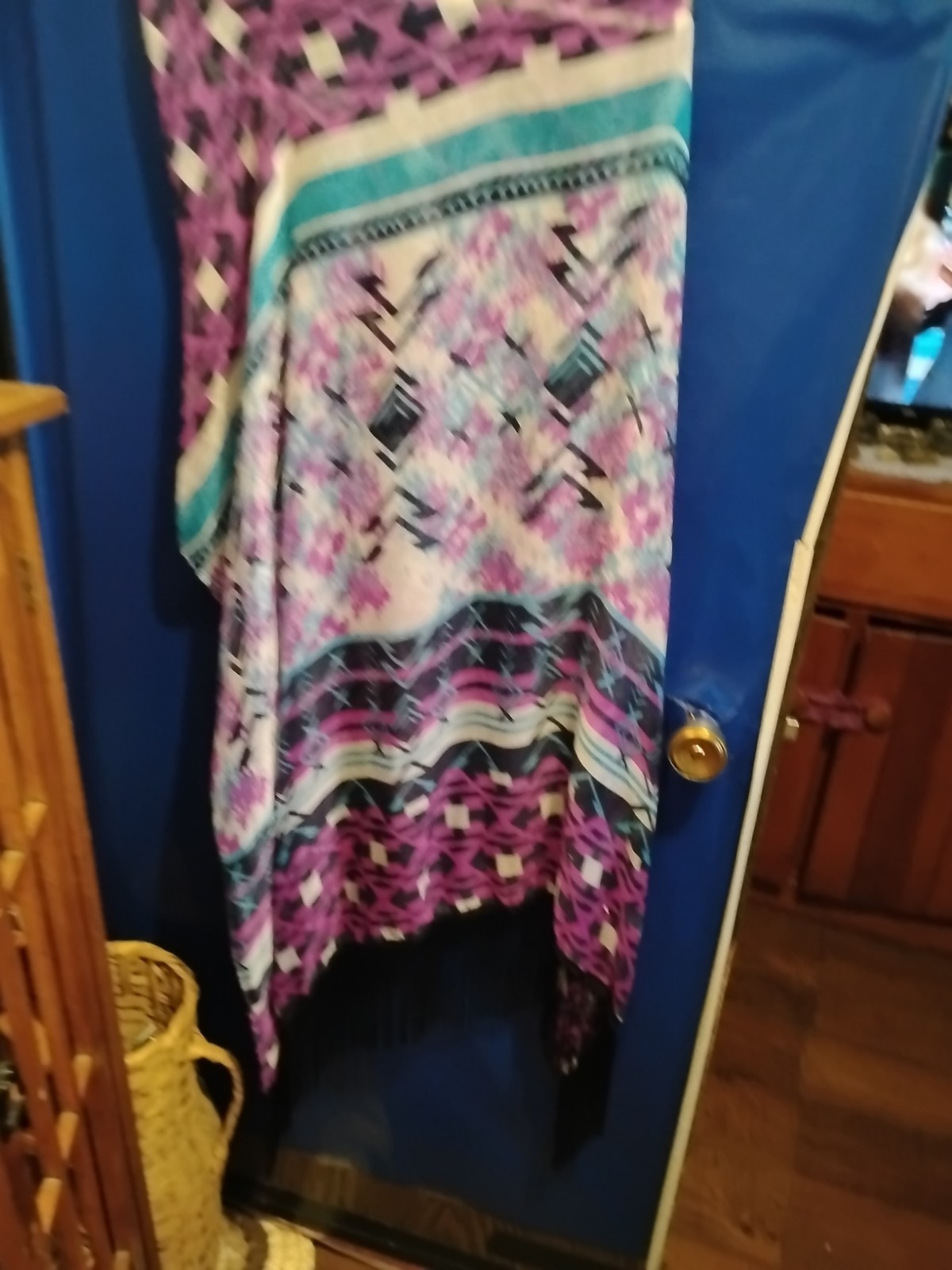 White Stag Size M 10 Purple Vertical Striped One Piece Swimsuit With Sheer…