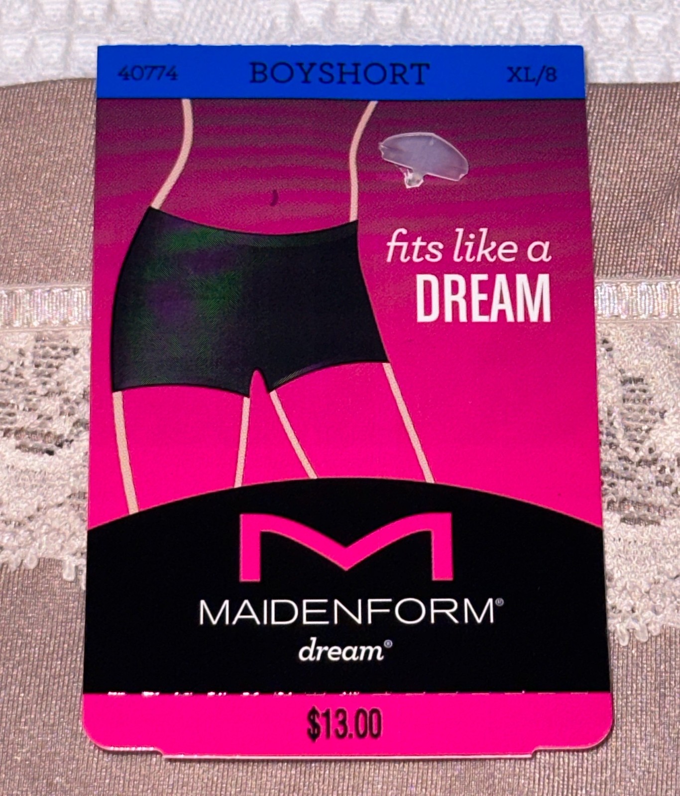 MAIDENFORM Dream Microfiber Eve Blush Lace Inset Boyshort Panty Women XL 8 2XL 9