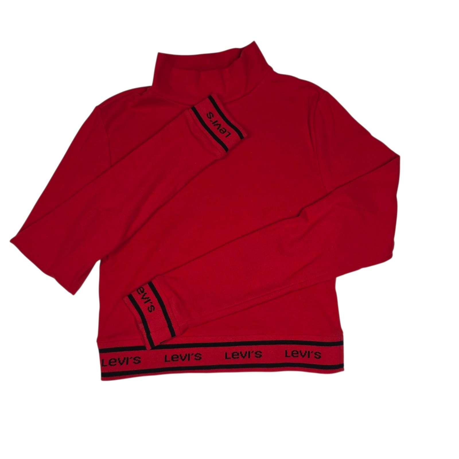 Levi’s Levi’s Women’s Red Mock Neck Crop Top XS Long Sleeve Stretch Shirt
