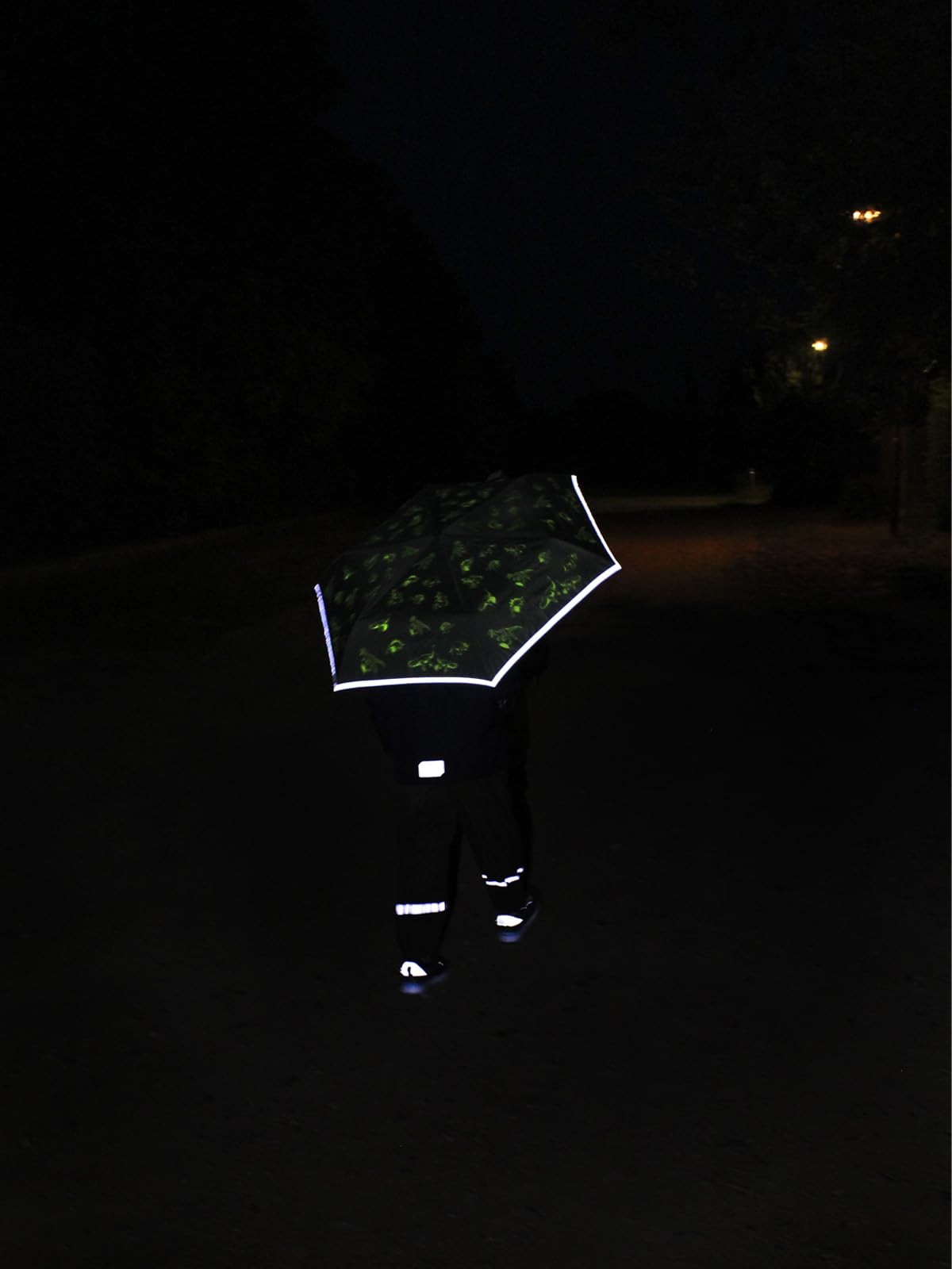 Children’s pocket umbrella 4 kids reflective with reflective trim dinos fluorescent