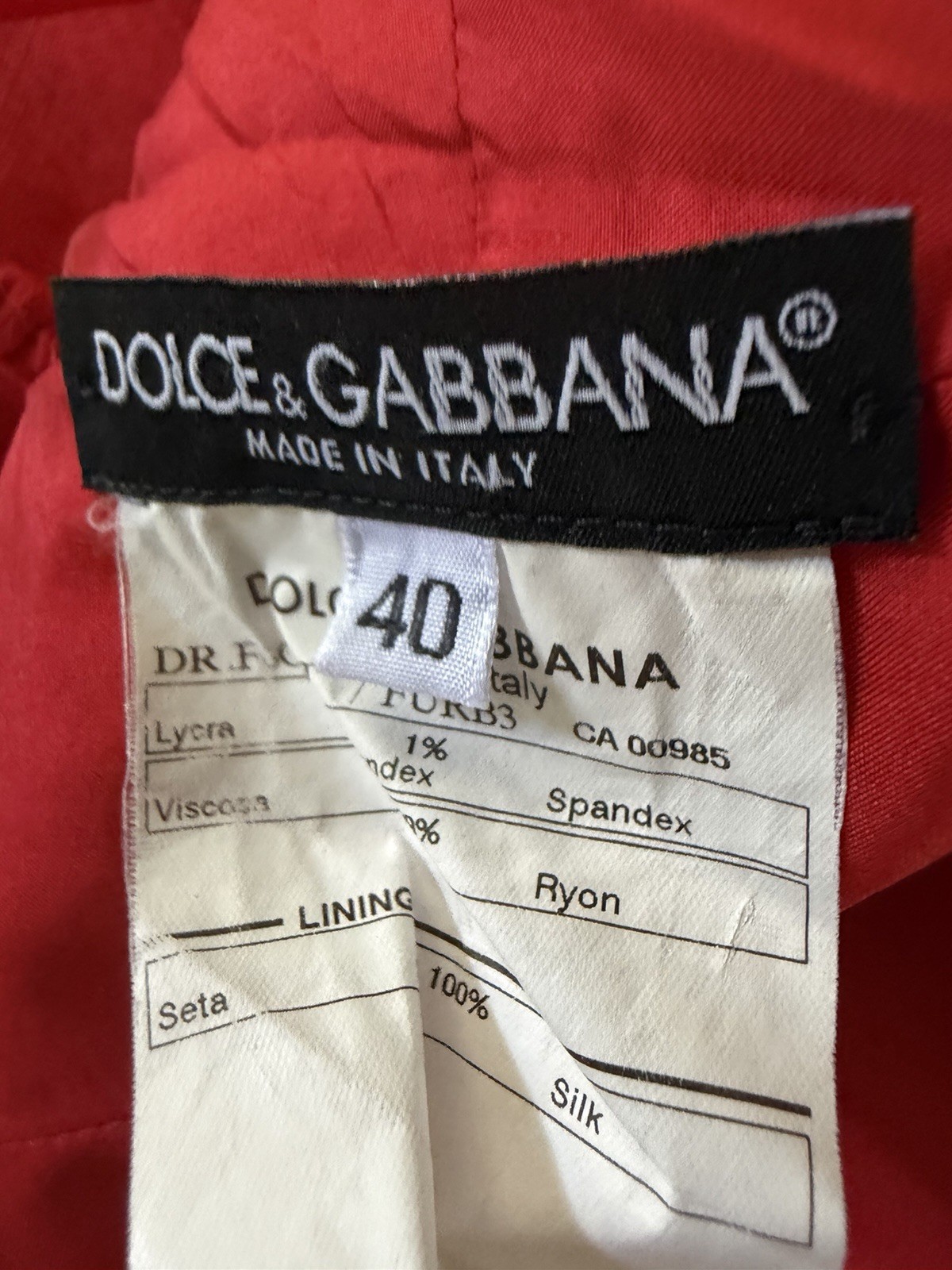 Dolce & Gabbana Women’s Red Wool Sheath Dress Cap Sleeve Knee Length IT 40