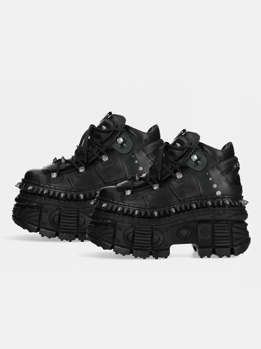 Punk Style Men’s Couple Heel Height Platform Shoes Gothic Ankle Rock Boots Black