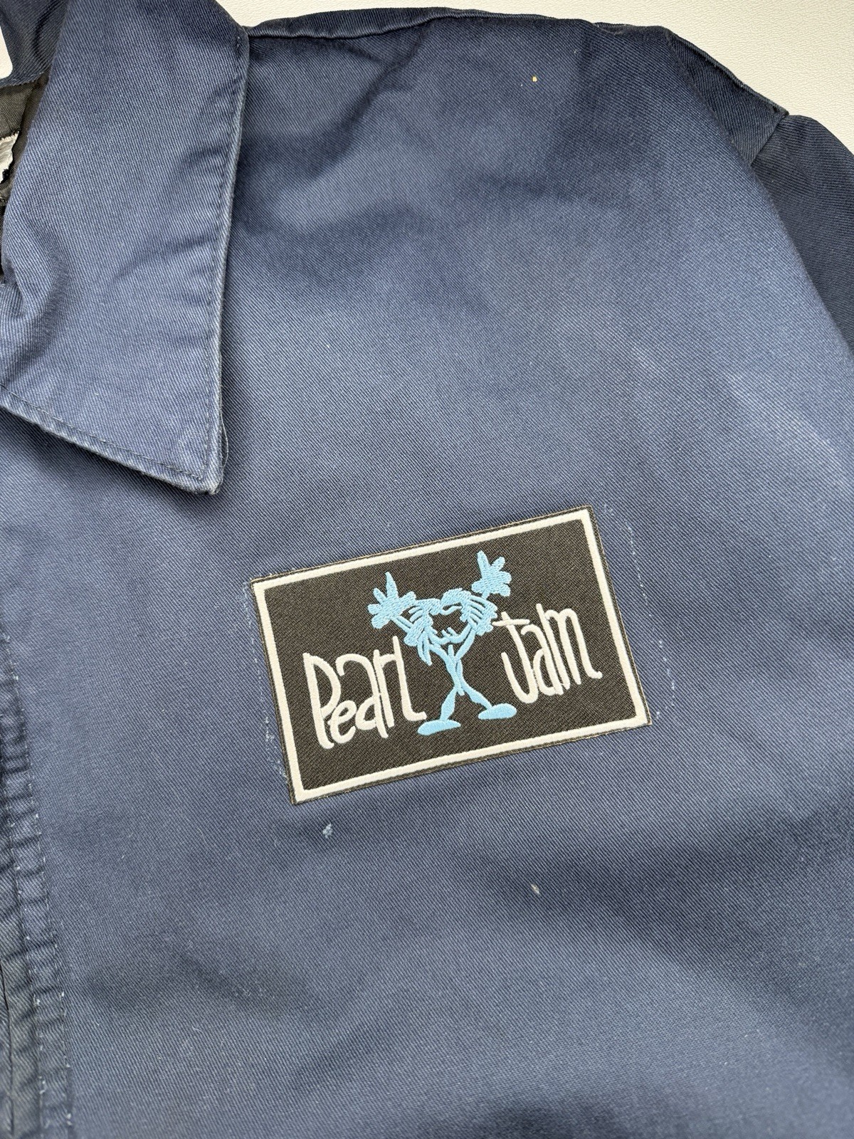 Vintage Pearl Jam Stickman Patch Logo Mechanic Work Delivery Jacket | XL