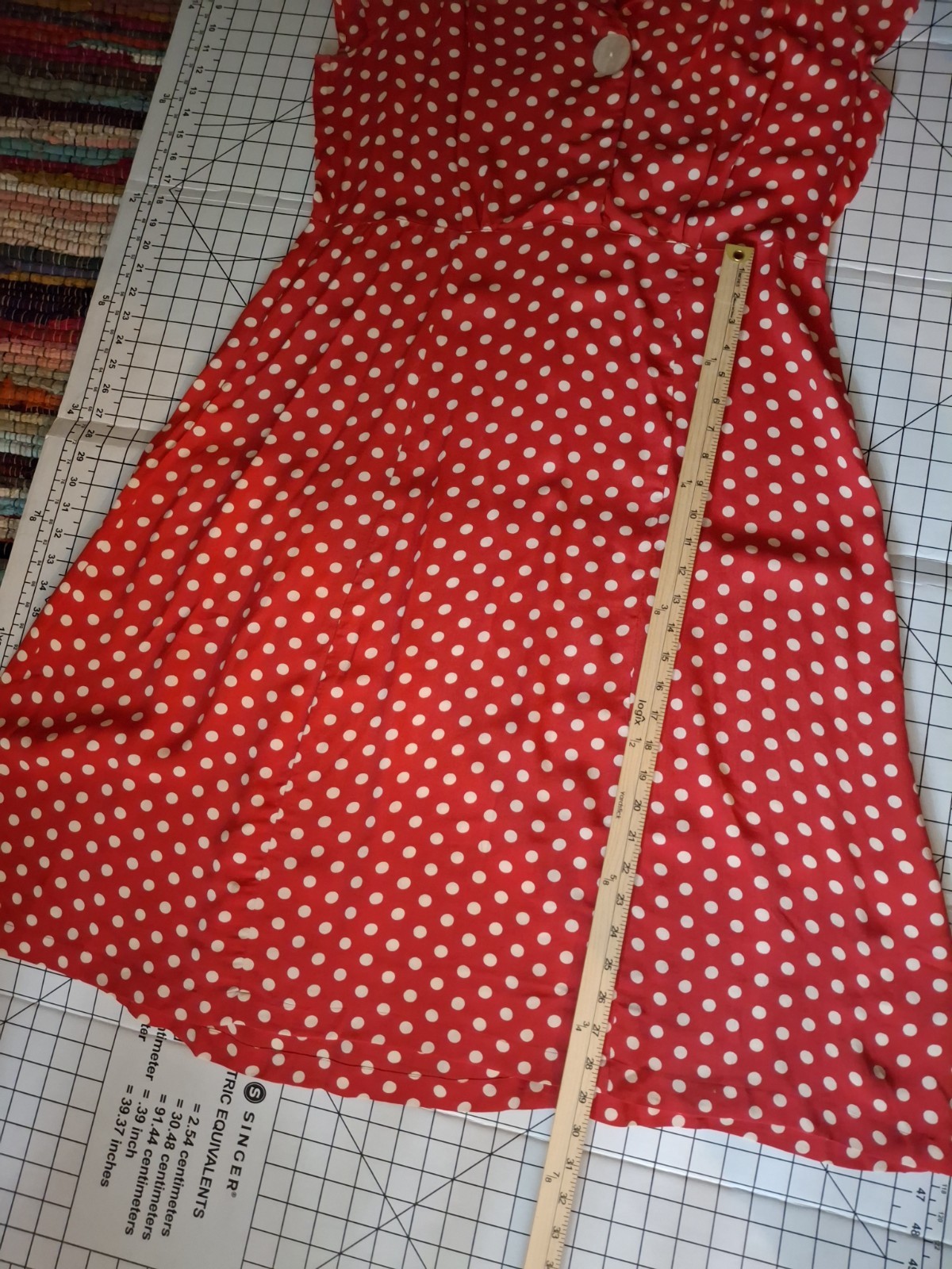 Vintage April Cornell 40s Style Red White Polkadot Dress Fit &Flare XL