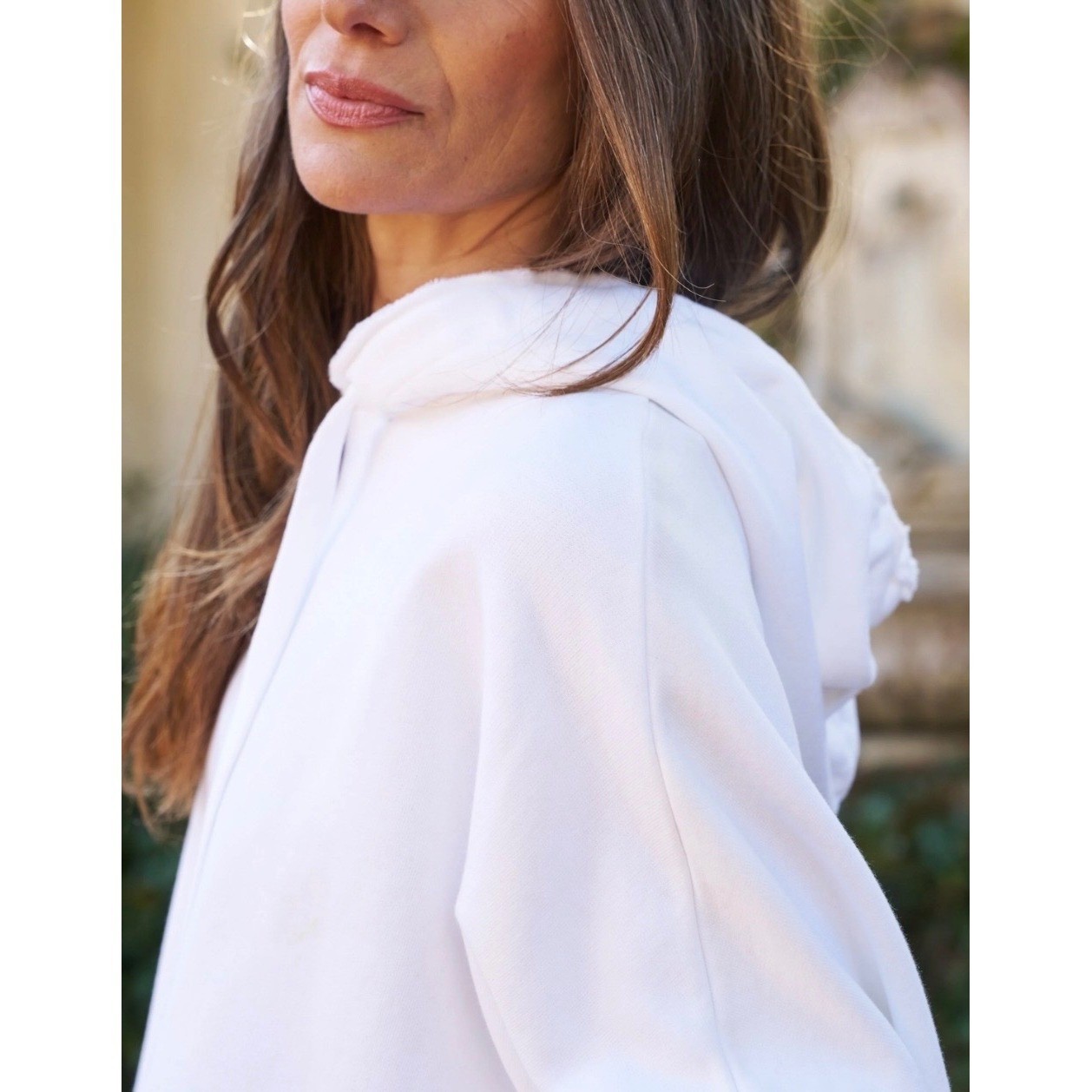 Frank & Eileen Kane Capelet Oversized Hoodie Sweatshirt Size L White Comfort NEW