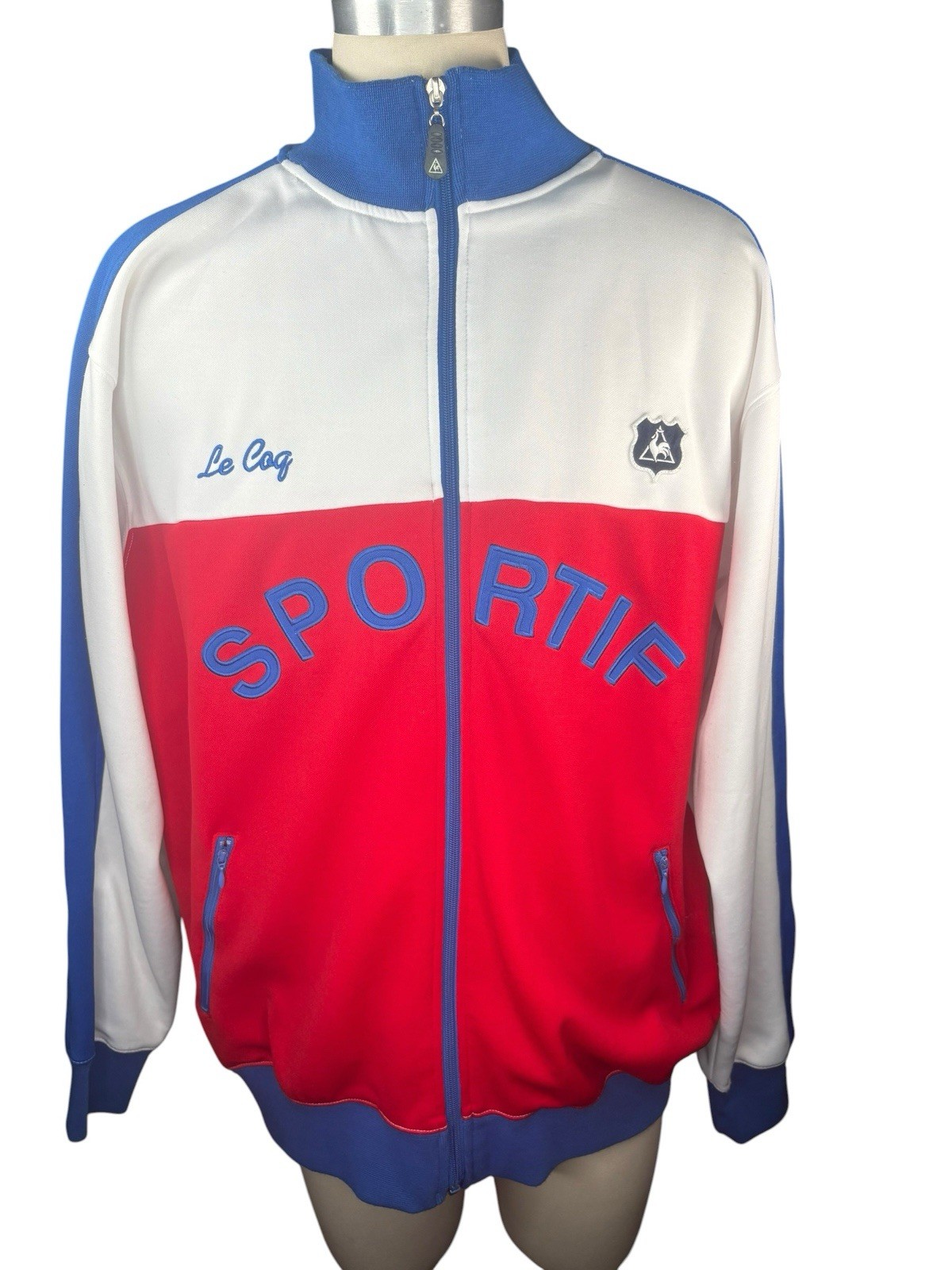 Le Coq Sportif Sportiva Track Jacket XL Full Zip Tricolor Retro France Style