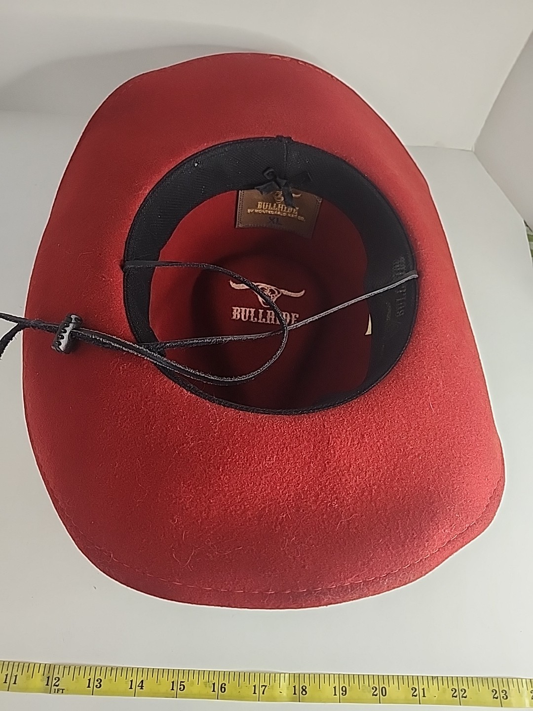 Bullhide Cowboy Hat by Monte Carlo Red Wool XL Black Leather Strap