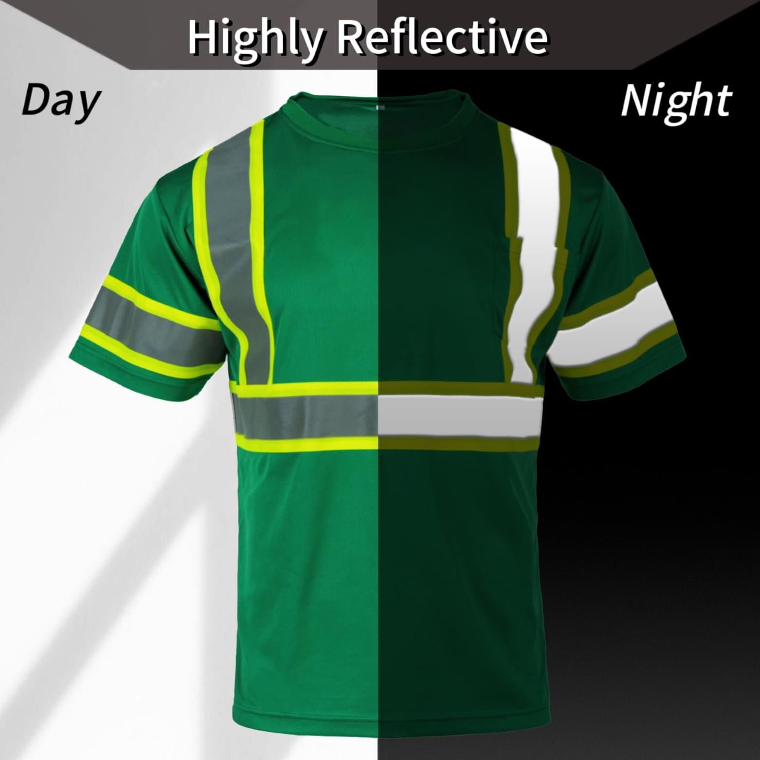 Hi Vis Shirts for Men Reflective ANSI Class 1 Short Sleeve High Visibility Sa…