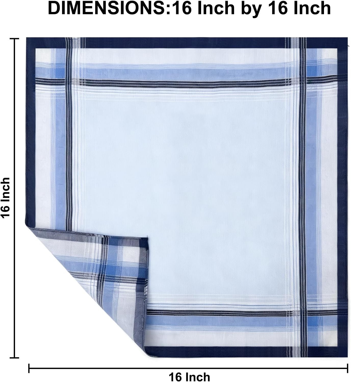 6 Pack Men’s Handkerchiefs, 100% Soft Cotton 16×16 Inch Checkered Pocket Squares