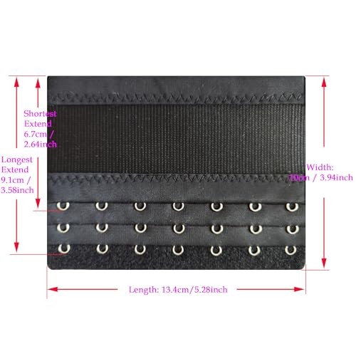 Women Elastic 4pcs 7 Hook Bra Extenders (Black, White, Dark Beige, Light Beige)