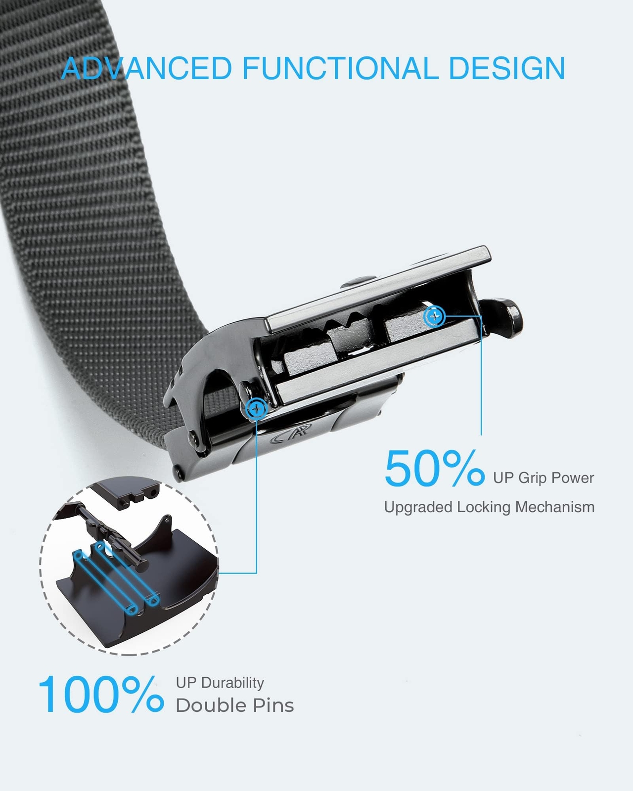 Black and Grey Ratchet Belts for Men 2 Pack – Casual Web Nylon Mens Belt 1 3/…