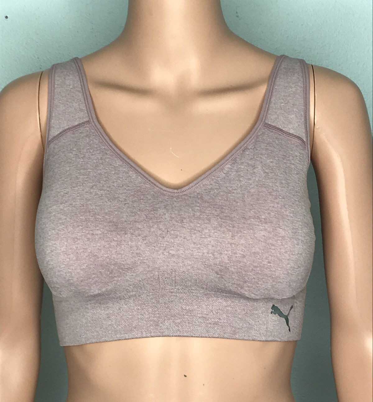 Puma Sports Bra Womens Size M Pink Padded Removable Cups Seamless Exercise Top