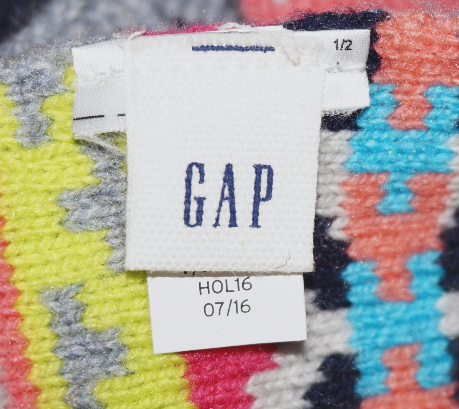 GAP Multicolor Acrylic-Blend Knit CRAZY FAIRISLE Scarf 72″ x 9.5″