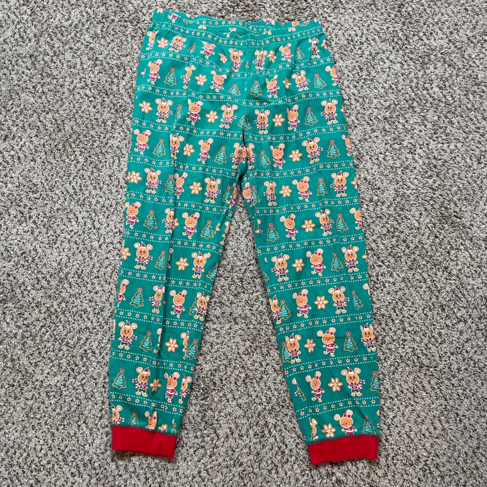 Disney Store Mickey Mouse & Friends Green Holiday Pajamas Set XL Gingerbread