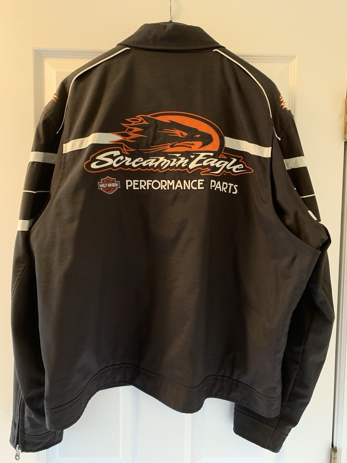Vintage Harley Davidson Screamin Eagle Racing Black Bird MC Jacket Mens XL