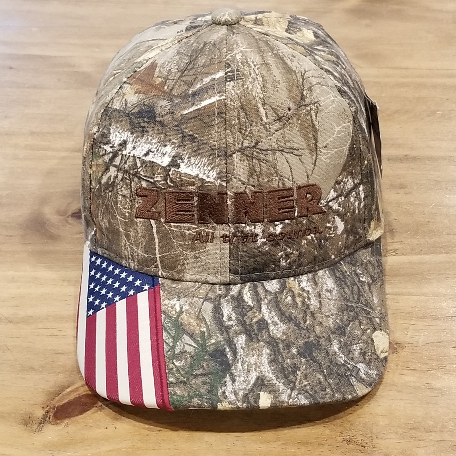 Camouflage Hat Cap Strap Back Outdoor Cap Zenner USA Flag One Size