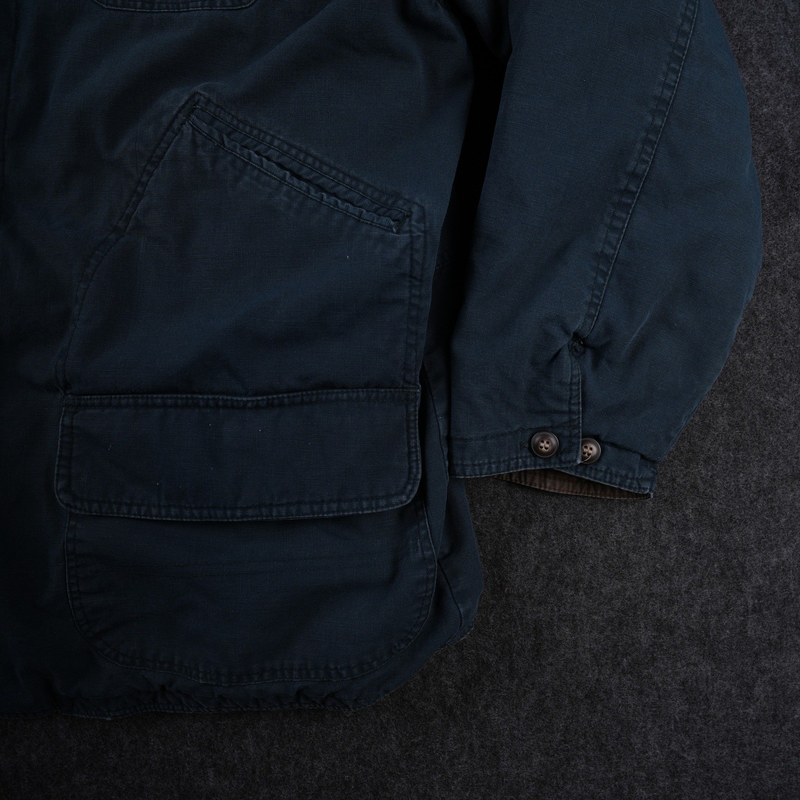 Urban Equipment Barn Jacket Mens Large Navy Blue Excellent Plaid Lined Canvas