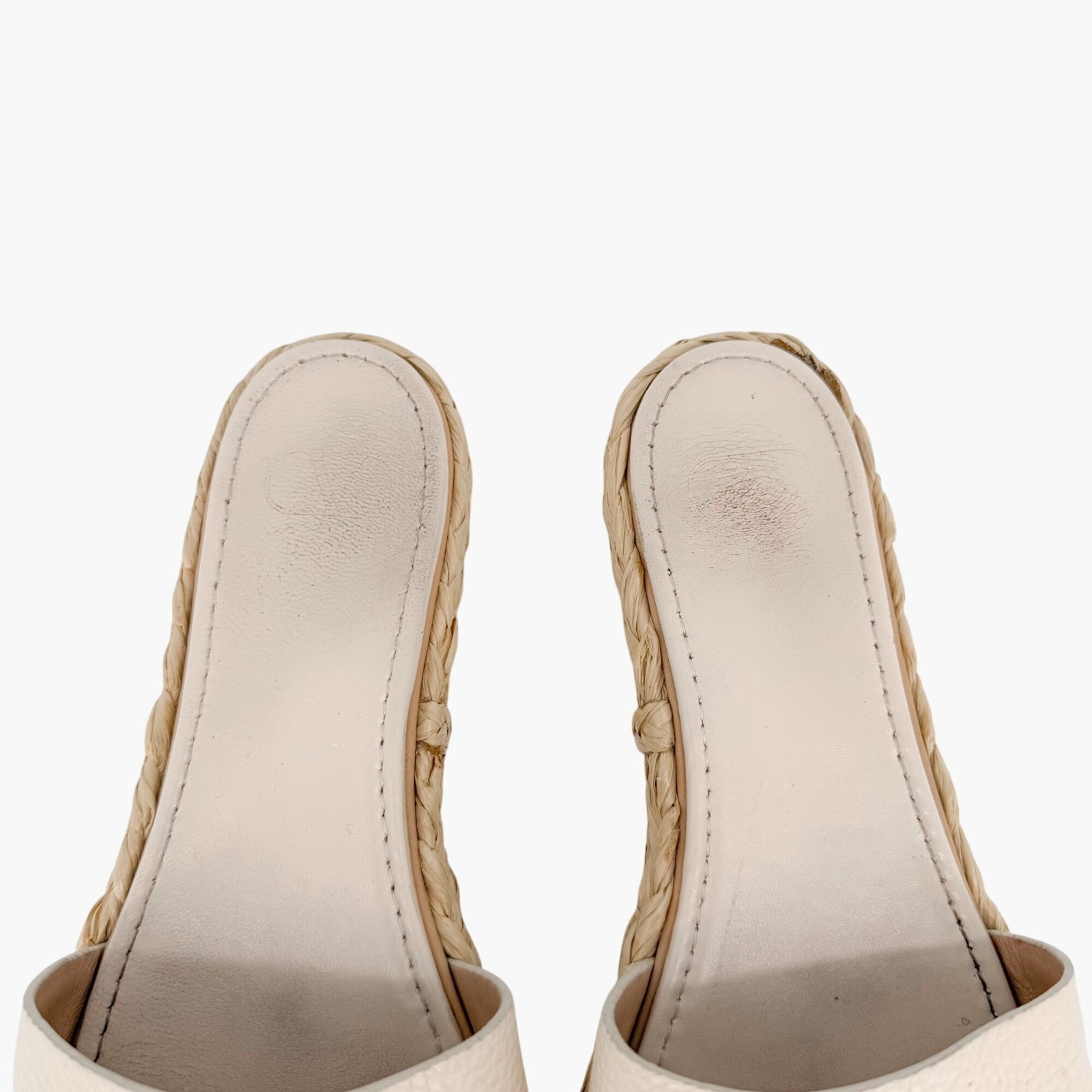 Valentino Vlogo Platform Espadrille Slide Sandals White Leather Size 40 US 10