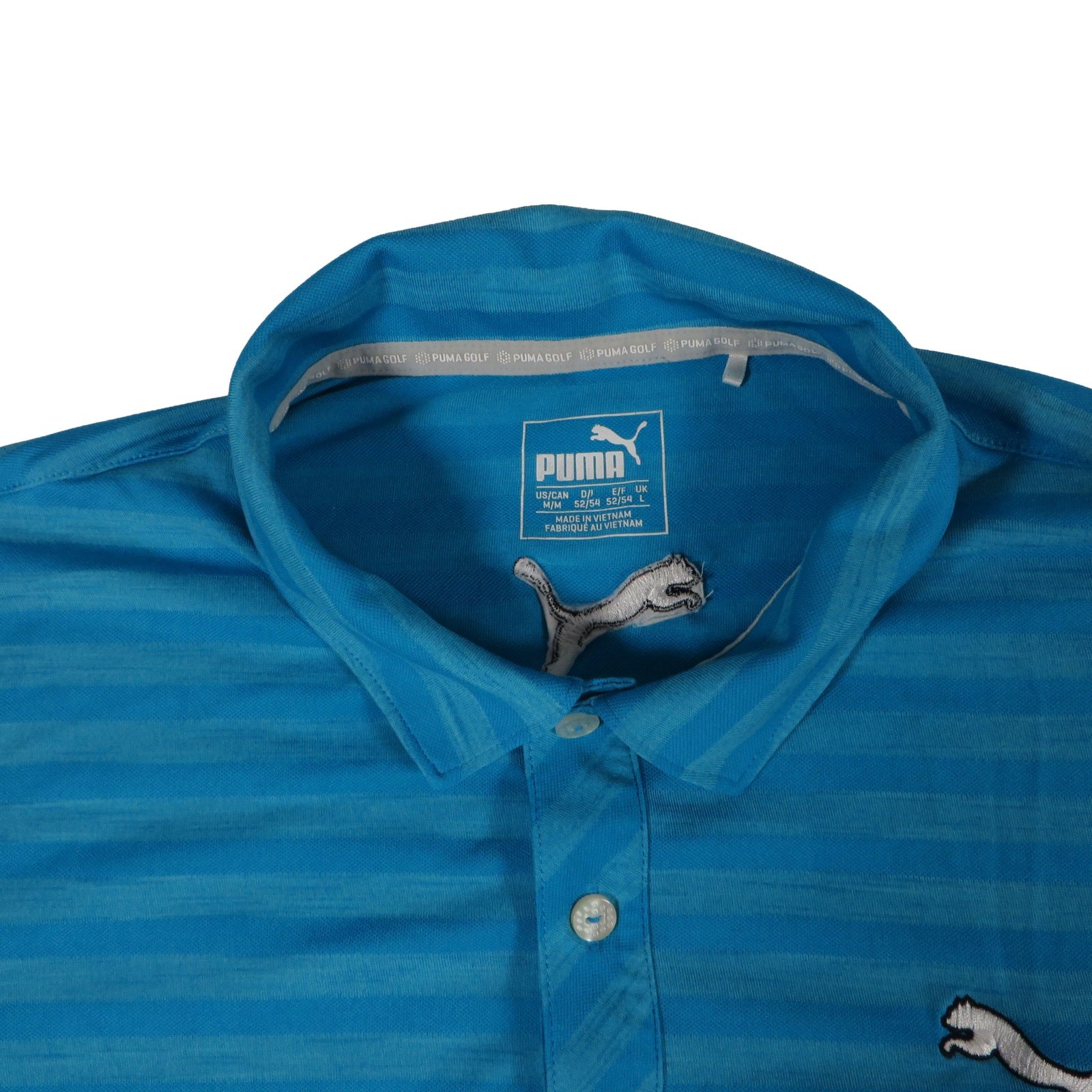 PUMA Cobra Embroidered Performance Stretch Striped Golf Polo Shirt Men’s Medium
