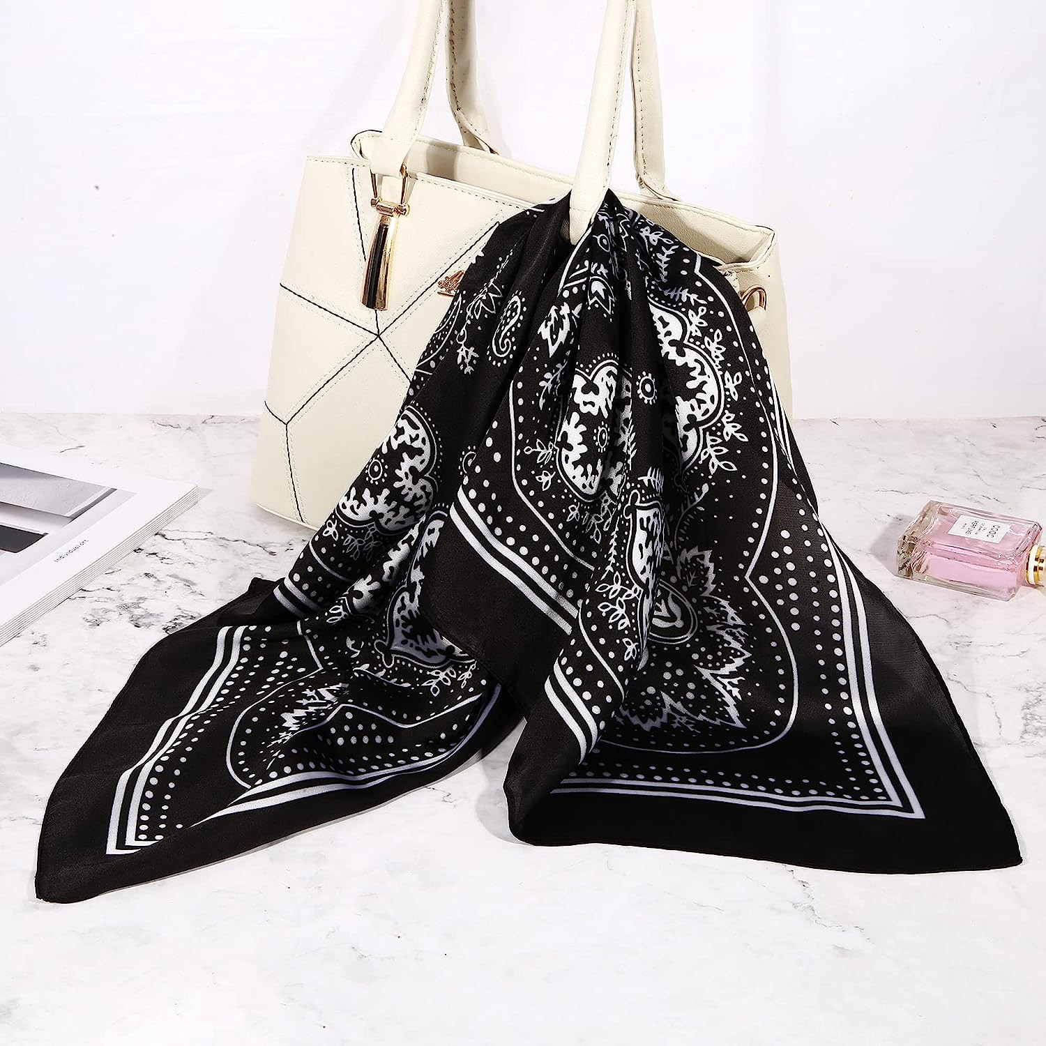 Satin Head Scarf – 27.5 Inches Silk Bandana Hair Wrap Square Scarf for Women & G