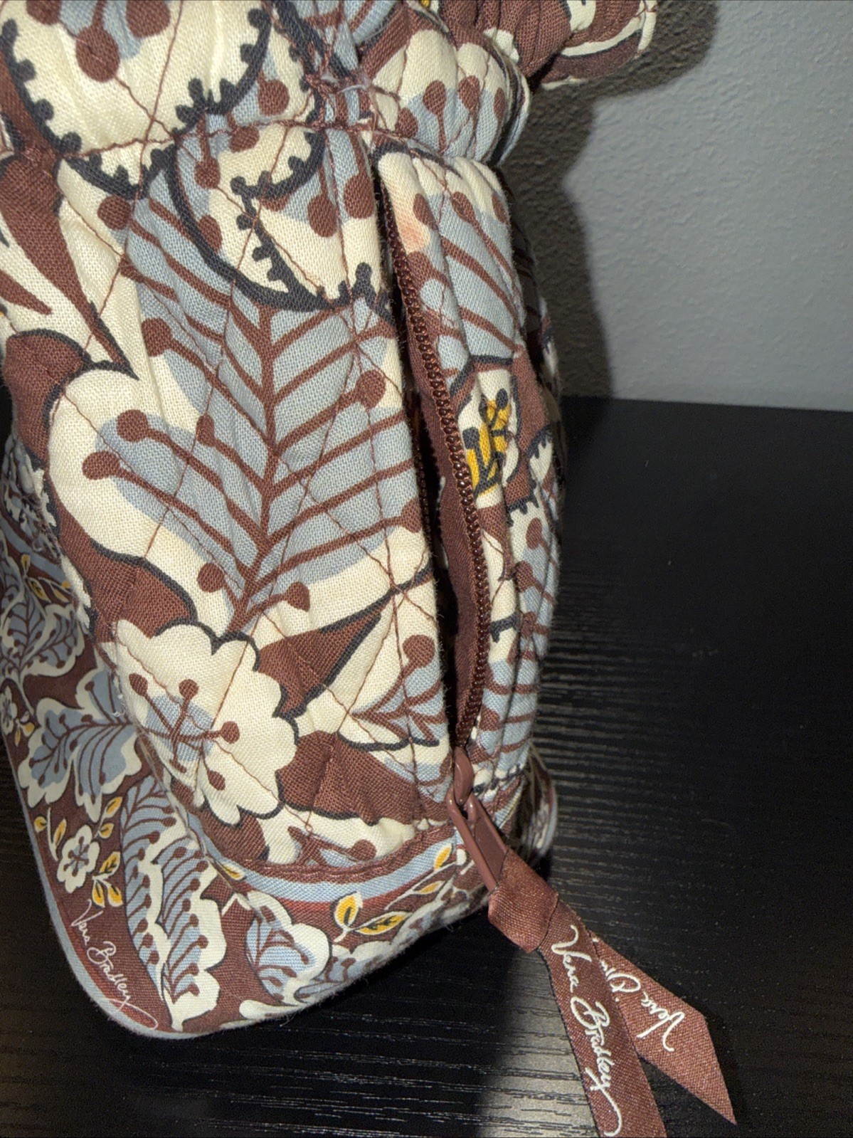 Vera Bradley Slate Blooms Print, Bucket Tote Drawstrings Two Handles