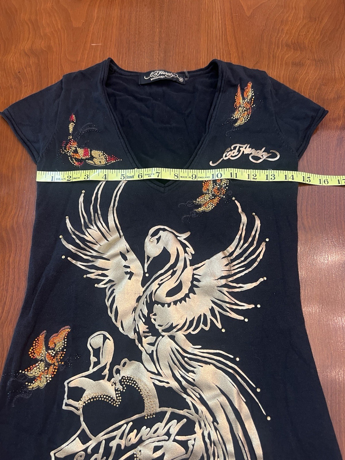 Ed Hardy Tattoo Top With Phoenix Design. Size Medium.