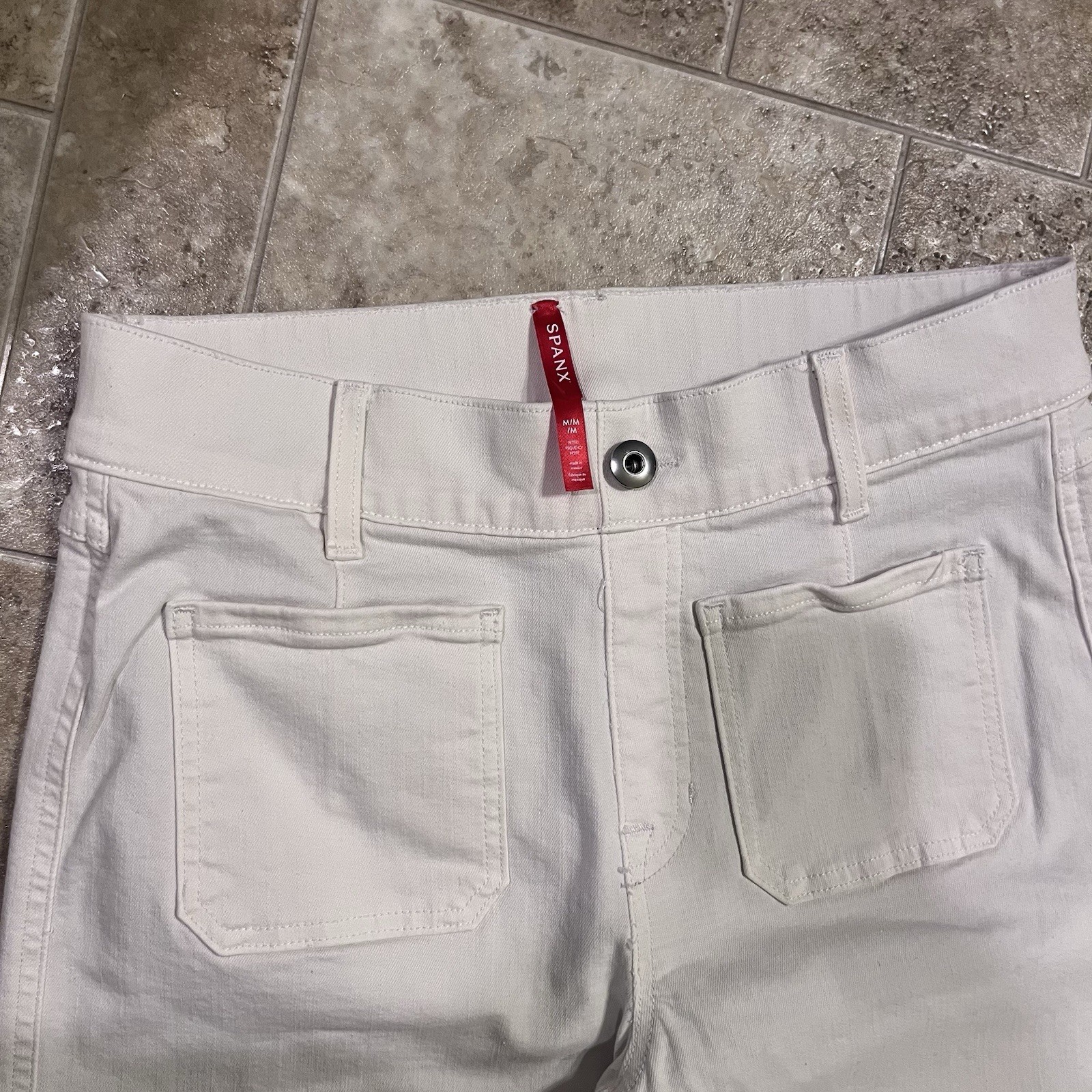 SPANX Women’s Wide-Leg Cropped Jeans Denim Stretch Button Fly Pockets Size M