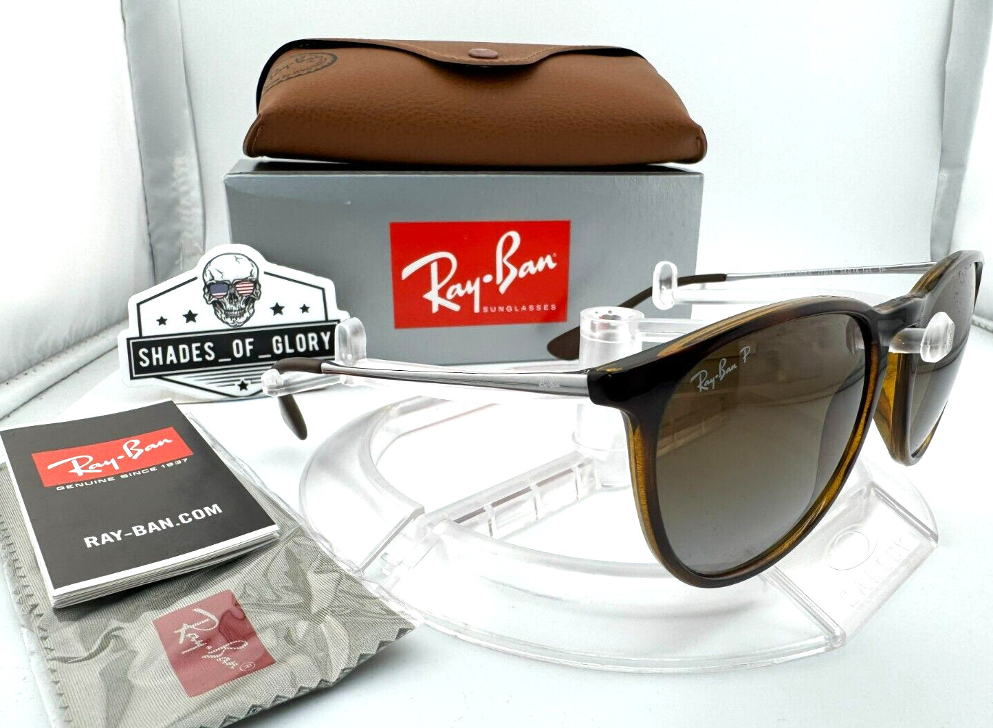 RAY-BAN ERIKA RB4171 710/T5 HAVANA BROWN GRADIENT POLARIZED SUNGLASSES 54MM NEW