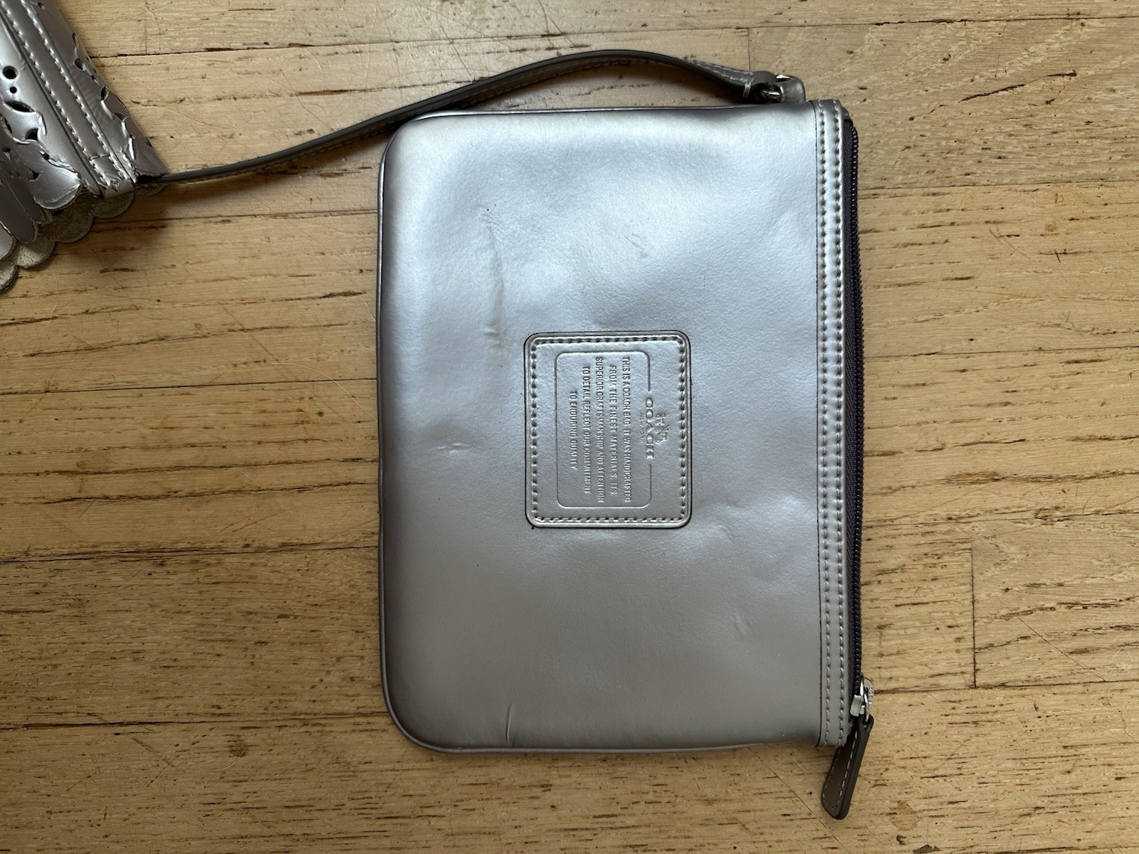 COACH Metro Eyelet Leather Tote With Tags And Attached Pouch Silver
