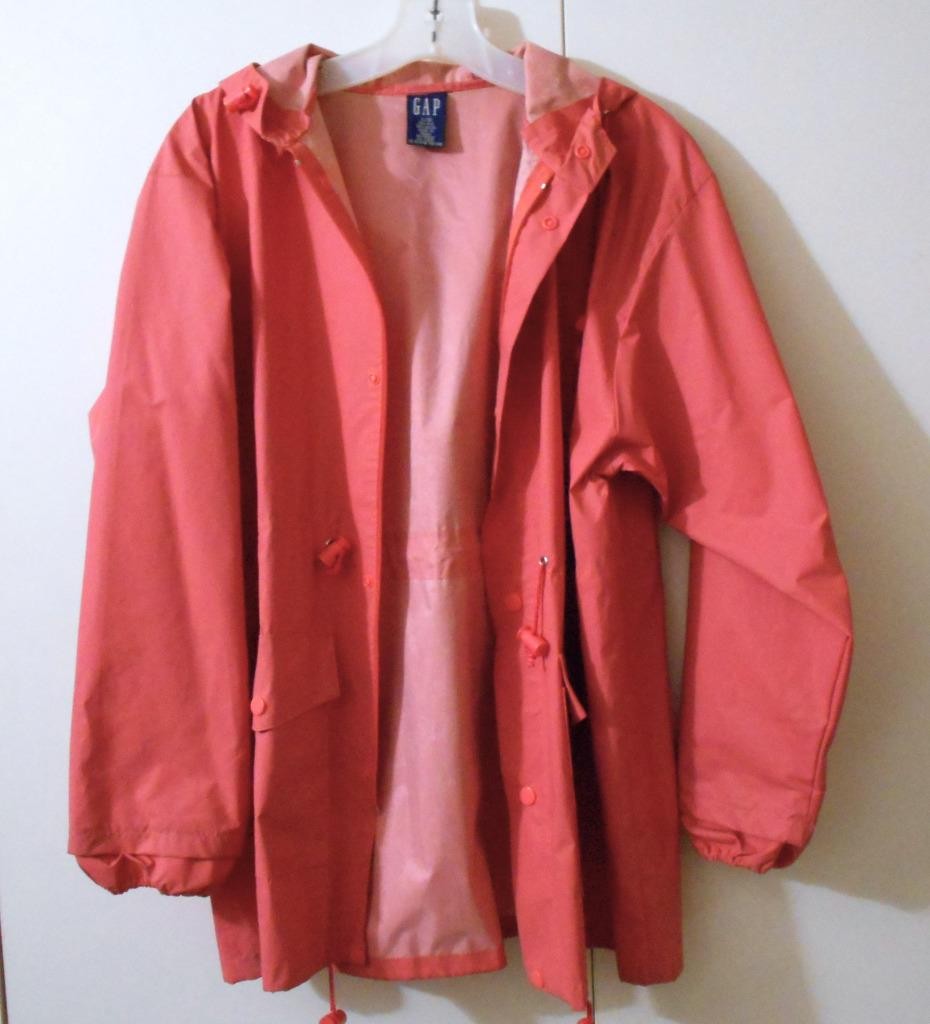 Vtg Gap Kids Storm Buster Raincoat & Pouch Peach/Orange L/XL