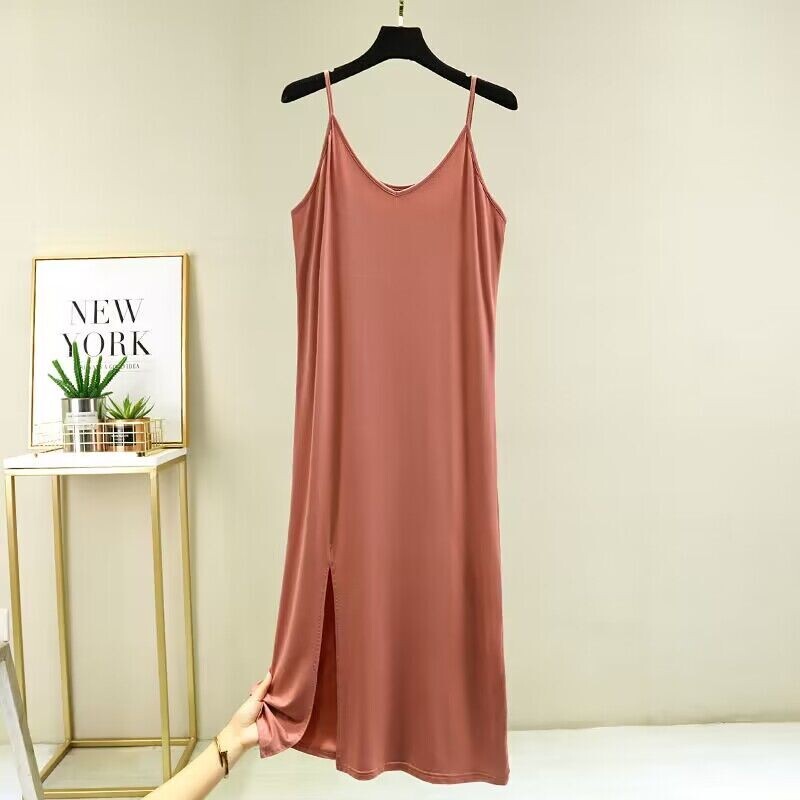 Women Modal Cotton Sleeveless Nightgown Sling Sleep Dress Casual Sleepwear